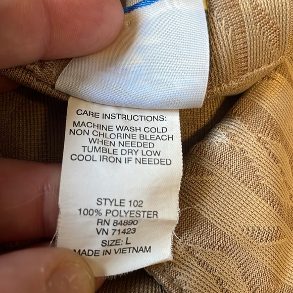 VTG Retro Shirt Haband Collared Large Tan Long Pattern 90s Stag Hill Button - Picture 12 of 15